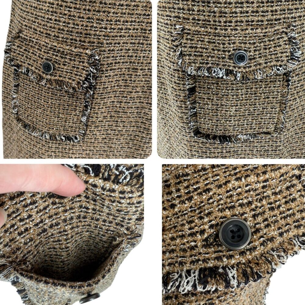 J Jill Tweed Shift Dress SP Brown Sleeveless Boucle Fringe Pockets Knit Career - Picture 5 of 9